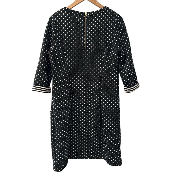 Boden Dott Polka Dot Quilted Sweater Shift Dress Black White Size 10 Long - Picture 9 of 13